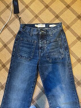 Nili Lotan Florence Dark Blue Denim High-Rise Wide-Leg Jeans